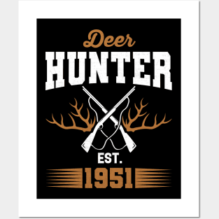 Gifts for 70 Year Old Deer Hunter 1951 Hunting 70th Birthday Gift Ideas Posters and Art